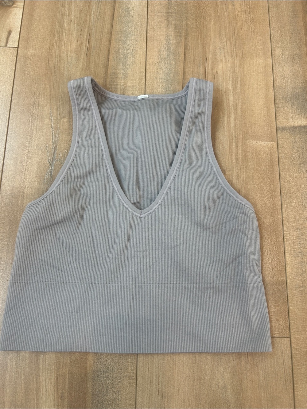 Athleta Ribbed V-Neck Tank Top - Light Gray